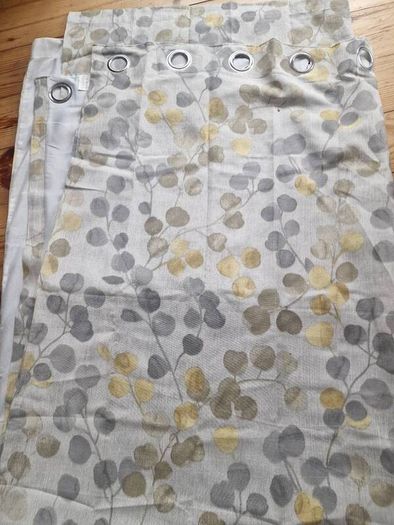 gold, beige and grey curtains fully lined