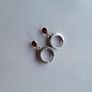 Sterling silver mini hoops with birthstone dark red crystal NEW Image 5