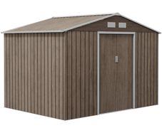 9 x 6ft Garden Metal Storage Shed, Outdoor Storage Tool House with Vents, Foundation and Lockable Double Doors, Brown