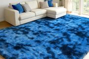 160x230cm Navy Blue Large Rug for Living Room - Ultra Soft Fluffy Shaggy Rugs for Bedroom, Indoor Nursery Carpets for Kids Room Home Decor, Non Shedding, Anti-Slip Backing