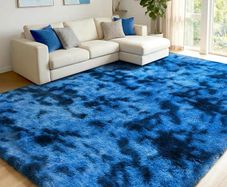160x230cm Navy Blue Large Rug for Living Room - Ultra Soft Fluffy Shaggy Rugs for Bedroom, Indoor Nursery Carpets for Kids Room Home Decor, Non Shedding, Anti-Slip Backing