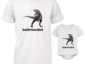 Funny Cute Daddy and Baby Matching T-Shirt and Bodysuit Set - Dinosaurus