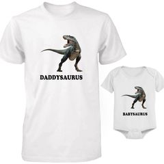 Funny Cute Daddy and Baby Matching T-Shirt and Bodysuit Set - Dinosaurus