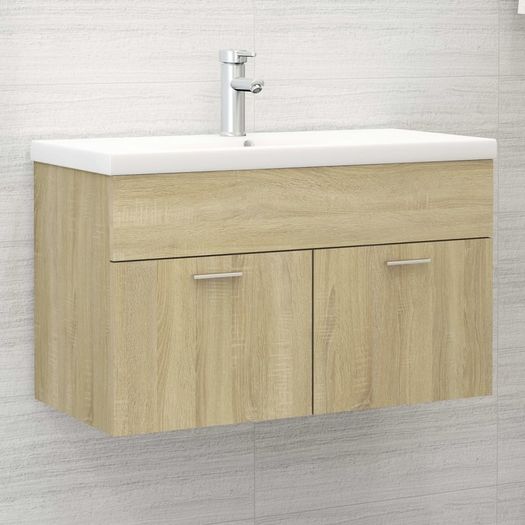Sink Cabinet with Built-in Basin Sonoma Oak Chipboard