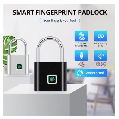 Keyless USB Charging Fingerprint Lock Smart Padlock Waterproof