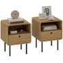 Narrow bedside table side table open compartment and 1 drawer steel legs 40 x 36 x 50 cm, oak effect Image 5