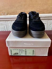 Tamaris Black Suede Flatform Trainers Size 39