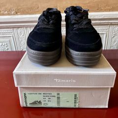 Tamaris Black Suede Flatform Trainers Size 39