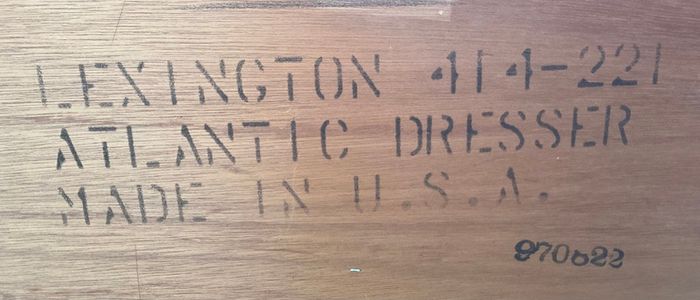 Large American Lexington bow front chest of drawers