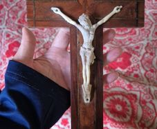 Vintage Wooden Crucifix with Brass