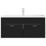 Sink Cabinet with Built-in Basin Black Chipboard Image 5