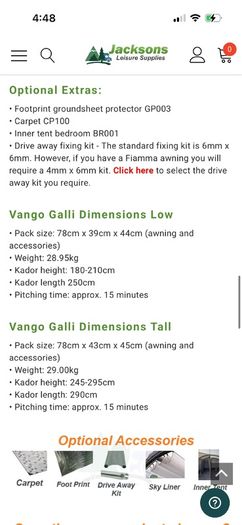 caravan awning /tent Vango Galli III