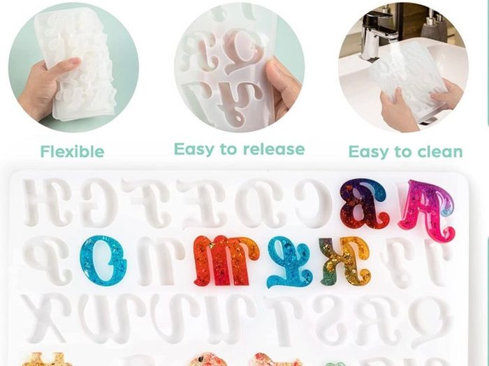 182Pcs Silicone Alphabet Resin Molds Kit, Letter Silicone Mould for Crafts Epoxy Resin Casting Molds Keychain Making Set, DIY Letter Keychain Pendant Hanging Ornaments Jewelry Resin Moulds (FREE POSTAGE)