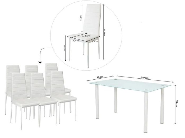 Black Modern Glass Dining Table Set Seats 6