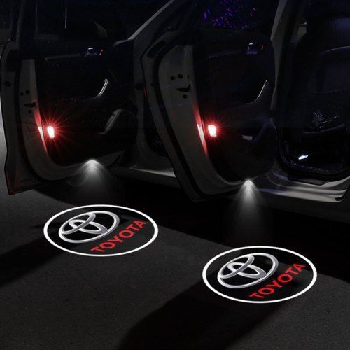 2pcs Toyota Logo Wireless Carbon Welcome Car Door Light Sensor Vios Camry Altis Yaris Hilux Harrier Avanza Alphard
