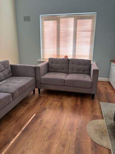 2 Seater and 3 seater grey sofas
