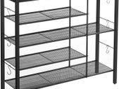 _shoe rack, for 14 pairs of shoes, for slippers, high heels, boots, in the entrance area, living room, bedroom, industrial style, vintage brown-black