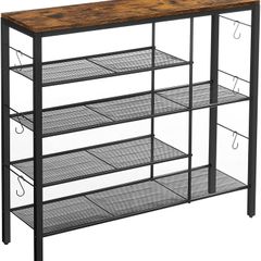 _shoe rack, for 14 pairs of shoes, for slippers, high heels, boots, in the entrance area, living room, bedroom, industrial style, vintage brown-black