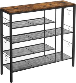 _shoe rack, for 14 pairs of shoes, for slippers, high heels, boots, in the entrance area, living room, bedroom, industrial style, vintage brown-black