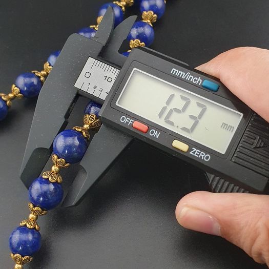 Vintage Blue Lapis Lazuli & Brass Beads Gemstone Necklace