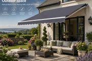 Manual Retractable Awning 9.8ft x 8.2ft 3m x 2.5m Outdoor Patio Sun Shade Dark Grey