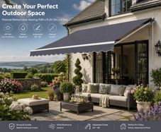 Manual Retractable Awning 9.8ft x 8.2ft 3m x 2.5m Outdoor Patio Sun Shade Dark Grey