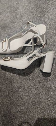 Zara cream block heels size 5