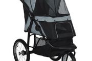 Dog Pram Dog Stroller Jogger Foldable Pet Pushchair for Medium, Small Dogs, w/ Rubber Wheels, Washable Cushion - Grey
