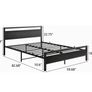 King Size Bed Frame with Wooden Headboard,Black Metal Bed Image 2