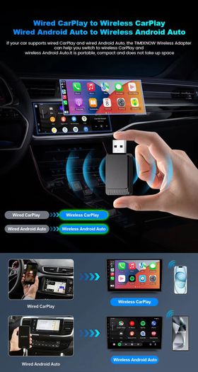 2 in 1 Wireless CarPlay Android Auto Adapter Apple Car play Dongle Mini Ai Box
