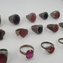 15 Traditional Brass Stone & Glass Rings Rustic Antique Jewellery Image 3