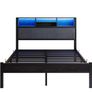 Bed Frame with Charging Station and LED Lights,Metal Image 10