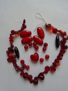 Beads, Jewellery making beads, Red bead bundle, Craft supplies