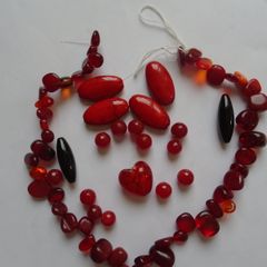 Beads, Jewellery making beads, Red bead bundle, Craft supplies