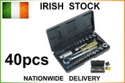 40pcs Socket Set 1/4" 3/8" Reversible Ratchet Handle Tool Set Kit Case