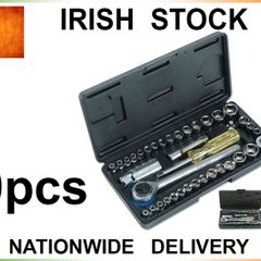 40pcs Socket Set 1/4" 3/8" Reversible Ratchet Handle Tool Set Kit Case