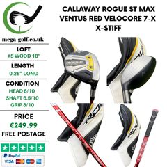 Callaway Rogue ST Max #5 Wood 18 Degree / Ventus Red Velocore 7-X X-Stiff
