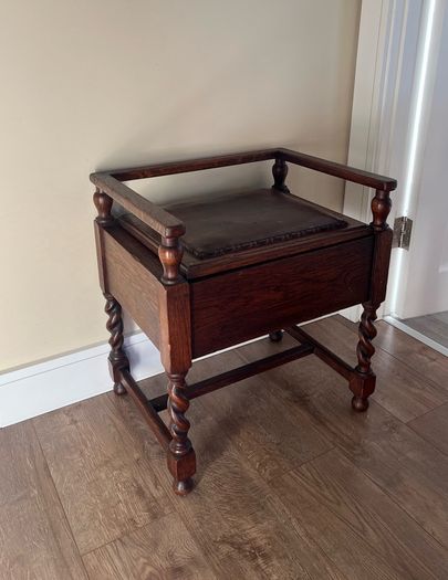 Antique Victorian Oak Piano Stool