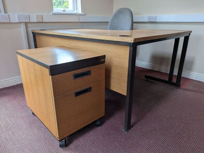 Corner Office Desk, Pedestal and Chair