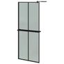 Walk-in Shower Wall with Shelf Black 80x195cm ESG Glass&Aluminium Image 5