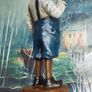 Smoking Boy - Cold Painted Bronze, Marble, Signed Image 6