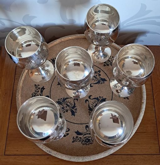 Set of 6 silver-plated goblets