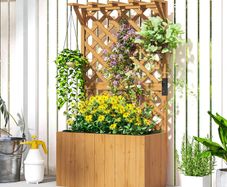 Wooden Planter with Trellis Freestanding