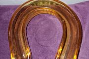 Vintage amber glass horseshoe posy vase
