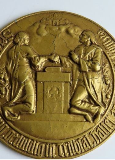 Antique Gold Gilt Golden Wedding anniversary token | 65 grams | Evangelical Church of the Old Prussian Union