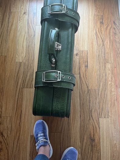 Vintage 70's Green Faux leather Suitcase VGC
