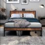 King Size Bed Frame with Storage Wooden Headboard, Metal Bed Frame Kingsize Bed Base/Mattress Foundation, Enhanced Support Noise Free, Textured Black+Brown Oak Image 9