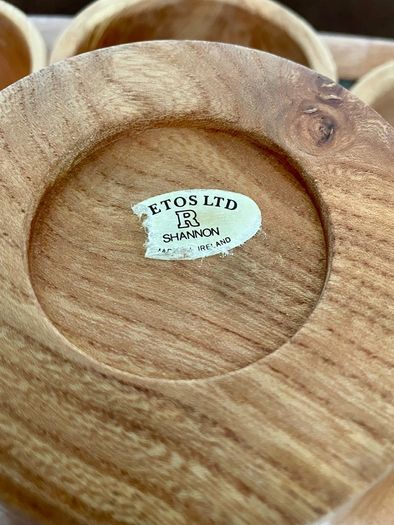 Rare Set 6 Rustic Irish Wood Turned Beehive Style Bowls Retos Shannon 1970s