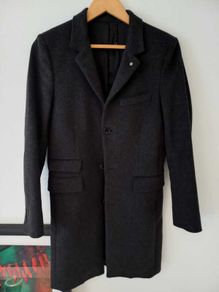 SANDRO Coat men XS grey great quality wool cashmere and condition