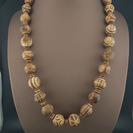 Burmese Antique Pumtek Pyu 18-19 mm Beads Necklace 24 inches